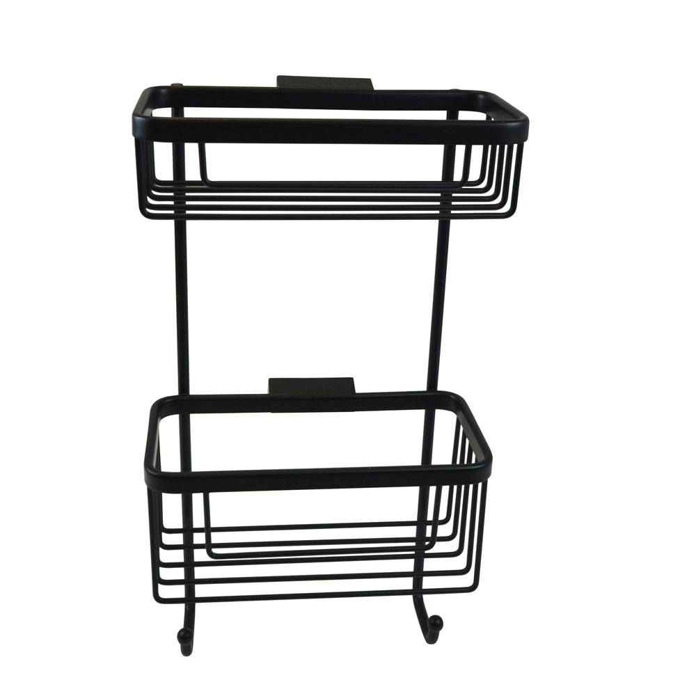 Double Rectangular Shower Basket in matt black