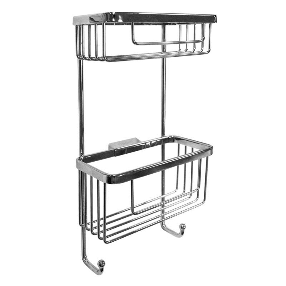 Double Rectangular wall Basket with Hooks