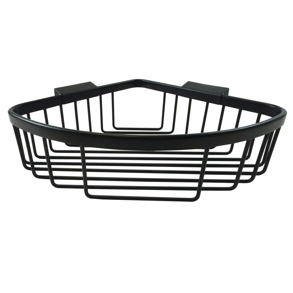 Large Curved Corner Shower Basket in matt black