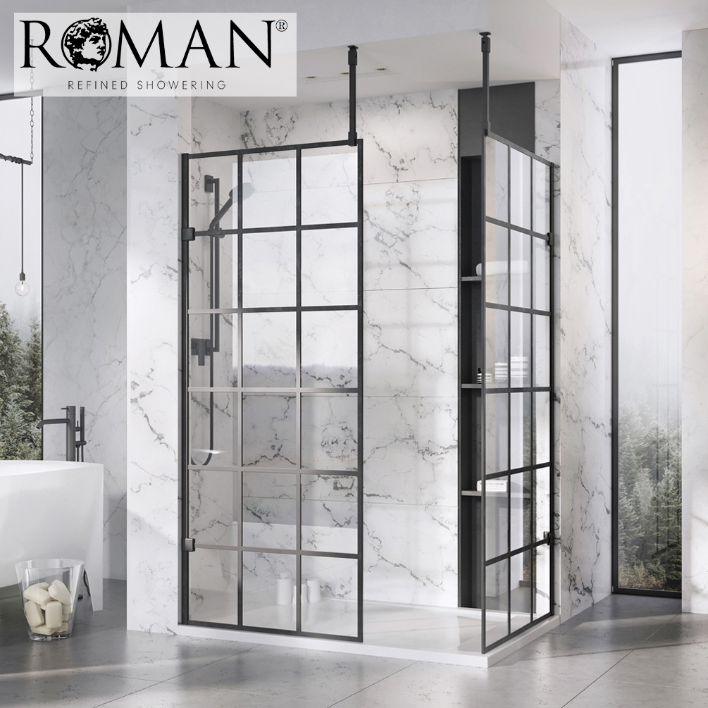 Liberty Black Grid Wetroom Panel