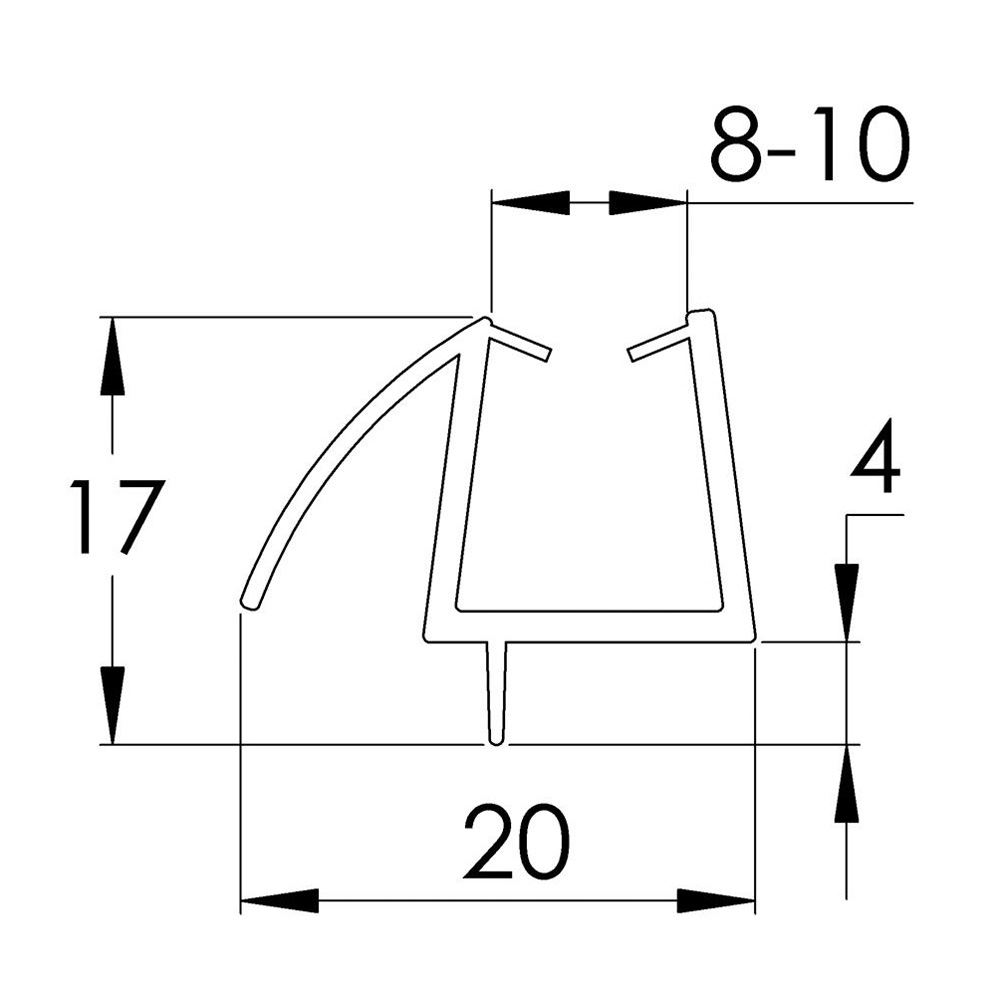 Sculptures hinged Shower Door Bottom Seal 1000mm
